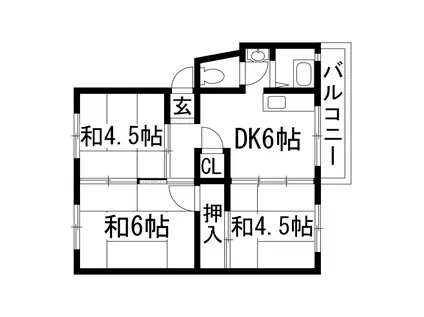伊丹鴻池6B号棟(3DK/3階)の間取り写真