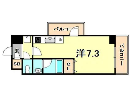 S-FORT神戸小河通(1K/3階)の間取り写真