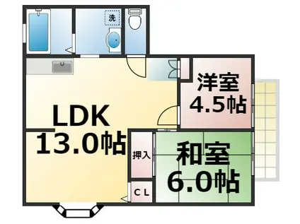 SUN LIFE 中村(2LDK/2階)の間取り写真