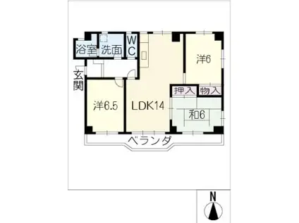 東海マンション(3LDK/2階)の間取り写真