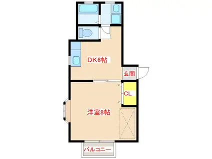 キャッスルヒル(1DK/2階)の間取り写真