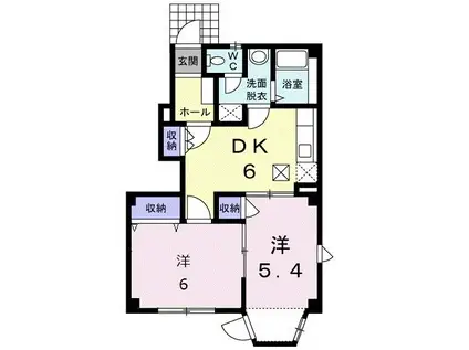 ラフィーネ弐番館(2DK/1階)の間取り写真