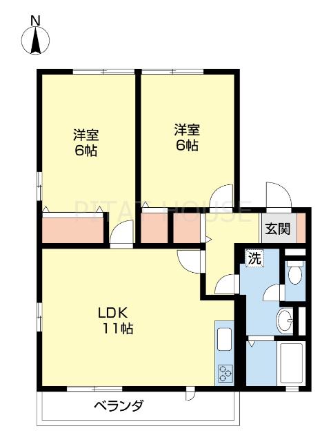 コーラル・ヒル(2LDK/1階)の間取り写真
