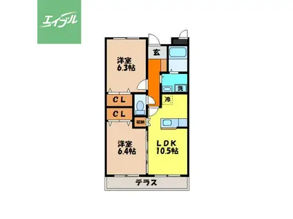 PROSPERITYPLACE(2LDK/2階)の間取り写真