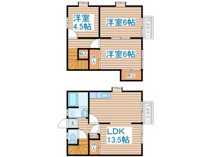 チェリーα(3LDK/1階)の間取り写真