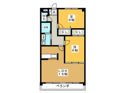 フォレストパーク(2LDK/3階)の間取り写真