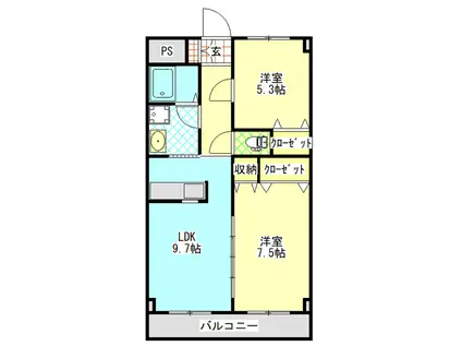 ZEROビル(2LDK/3階)の間取り写真