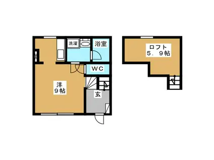 WELL PINE(ワンルーム/1階)の間取り写真