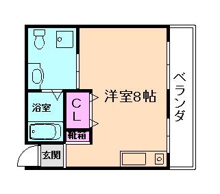 リカーナ粟生新家(ワンルーム/3階)の間取り写真