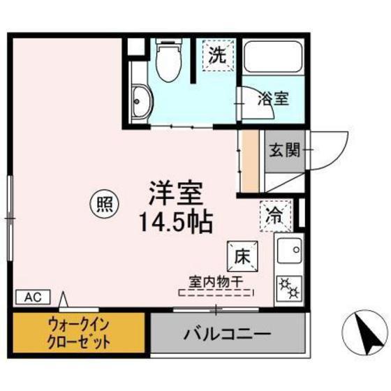 シャルマン深江 B棟(ワンルーム/1階)の間取り写真