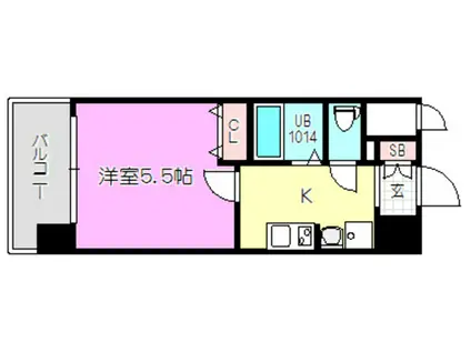 エスリード新大阪サウス(1K/12階)の間取り写真