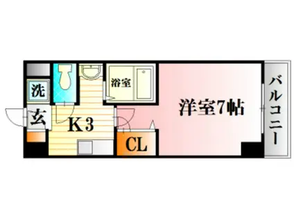イマニシビル(1K/3階)の間取り写真