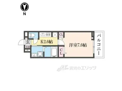 ヒカルサ奈良大森西サウス(1K/3階)の間取り写真