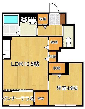 フォルモーサヒルズ(1LDK/1階)の間取り写真