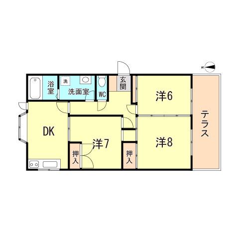 メイプルハイツ(3DK/1階)の間取り写真
