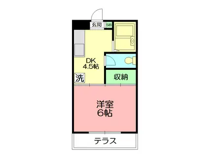 エリールコート(1DK/2階)の間取り写真