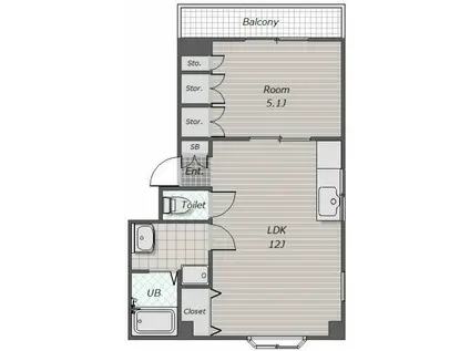 マンションテンリュウ(1LDK/4階)の間取り写真