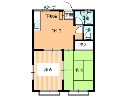 シャンボール(2DK/2階)の間取り写真