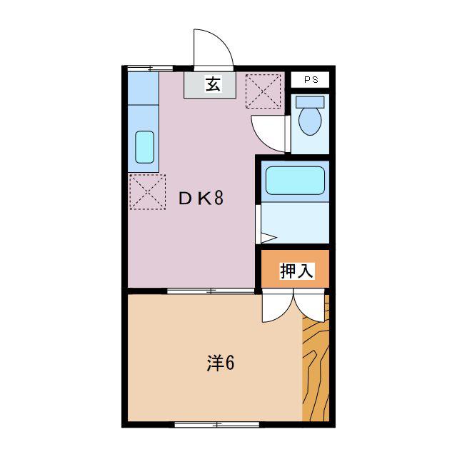 ハイツ水谷(1DK/1階)の間取り写真