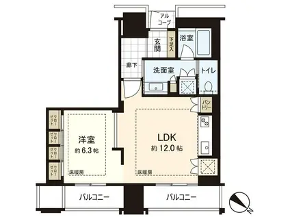 グランドメゾン福岡 THE CENTRAL LUXE(1LDK/7階)の間取り写真