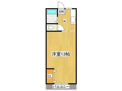 フォルトナート(1K/1階)の間取り写真