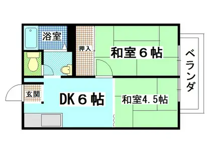 ハイツ筒尾A棟(2DK/2階)の間取り写真