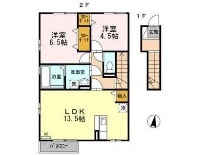 D-ROOM大泉東町(2LDK/2階)の間取り写真