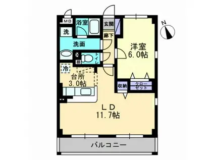 ヴィラブライトン(1LDK/3階)の間取り写真
