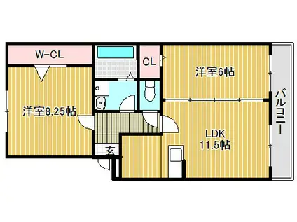 ヴァンサンカン(2LDK/1階)の間取り写真