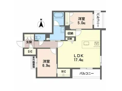 レジデンス三条宮前(2LDK/3階)の間取り写真