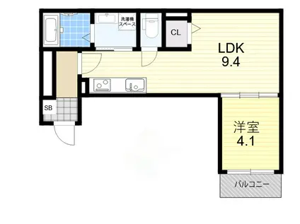 AIA難波南(1LDK/4階)の間取り写真