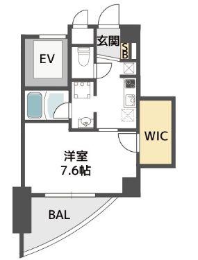 WILL DO 千代崎(1K/4階)の間取り写真
