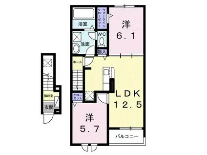 グリーンハイツ加茂II(2LDK/2階)の間取り写真