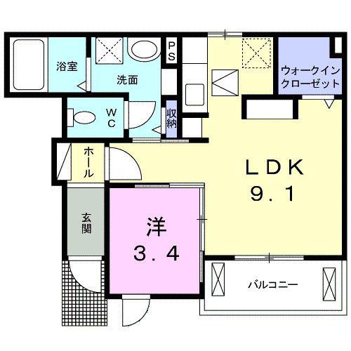 カーサピアッツァIII(1LDK/1階)の間取り写真