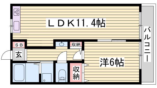 コーポ益三(1LDK/1階)の間取り写真