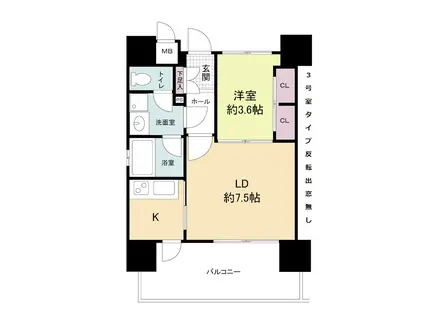 リアンシエルブルー東公園(2K/12階)の間取り写真