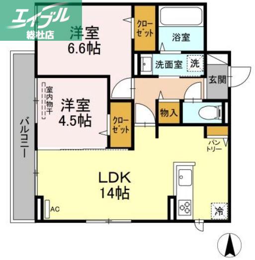 ATLAS(2LDK/3階)の間取り写真