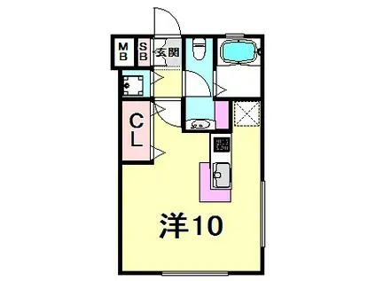 ブリストル(ワンルーム/2階)の間取り写真