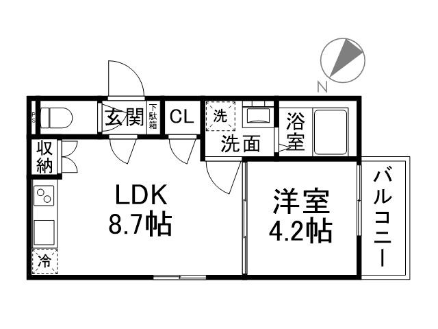 MAXIV CITY 神戸鷹取(1LDK/1階)の間取り写真
