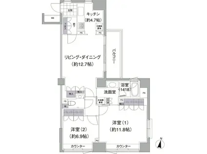 アビティ目黒(2LDK/4階)の間取り写真