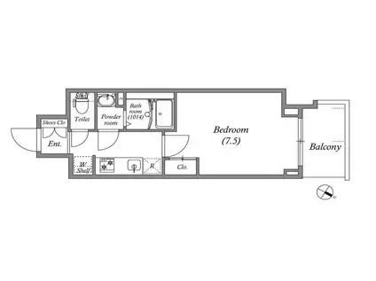 ジェノヴィア神戸湊川公園(1K/3階)の間取り写真