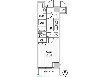 グランド神楽坂(1K/1階)の間取り写真