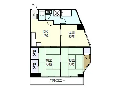 第二・三和ビル(3DK/3階)の間取り写真