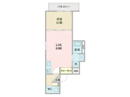 グランディール高畑(1LDK/1階)の間取り写真