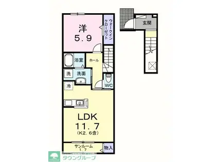 エール トロワ(1LDK/2階)の間取り写真