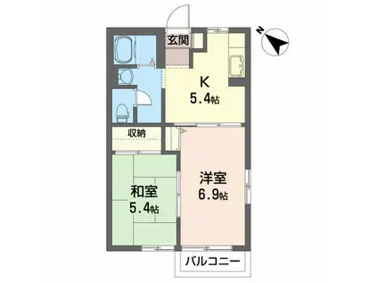 シャーメゾンさくらB(2K/1階)の間取り写真