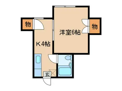 ハイムK(1K/1階)の間取り写真