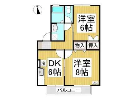 エバンスタウンコスモA(2DK/2階)の間取り写真