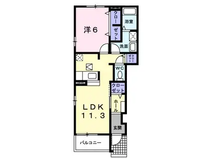 セリーナ B棟(1LDK/1階)の間取り写真