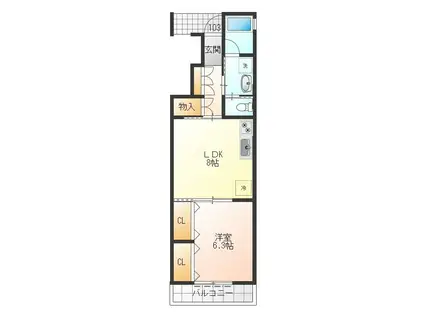 プランタンフェリオ(1LDK/1階)の間取り写真